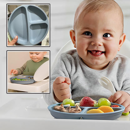 Assiette compartimentee en silicone pour repas equilibres - PetitAzur
