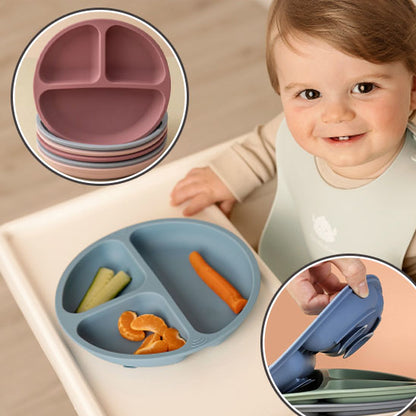 Assiette en silicone bebe pour repas sans renversement - PetitAzur
