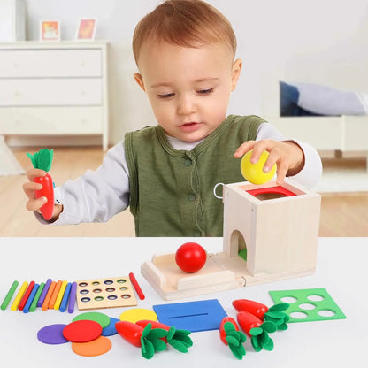 Boîte à balles Montessori en bois pour apprendre en jouant - PetitAzur