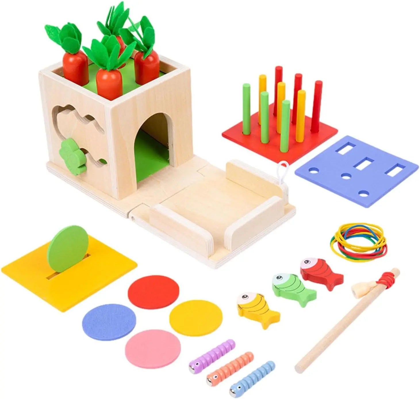 Jouet en bois Montessori multi-activités pour stimuler la curiosité - PetitAzur
