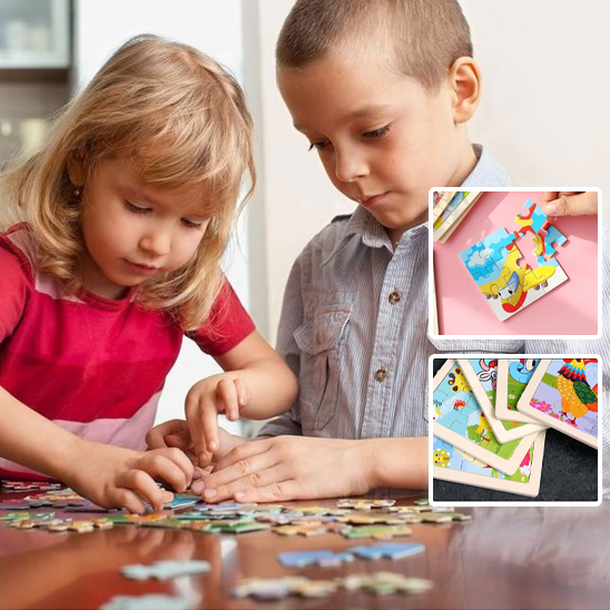 Puzzle animal et véhicule en bois pour bébé et enfant - PetitAzur
