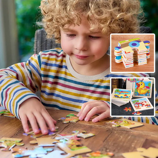 Puzzle en bois 3D Montessori pour enfants - PetitAzur
